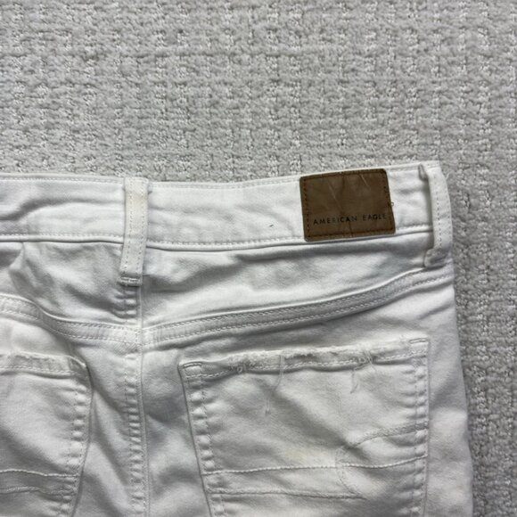 American Eagle Hi- Rise Shortie Shorts Women's size 2 White Distressed Denim - Picture 14 of 14